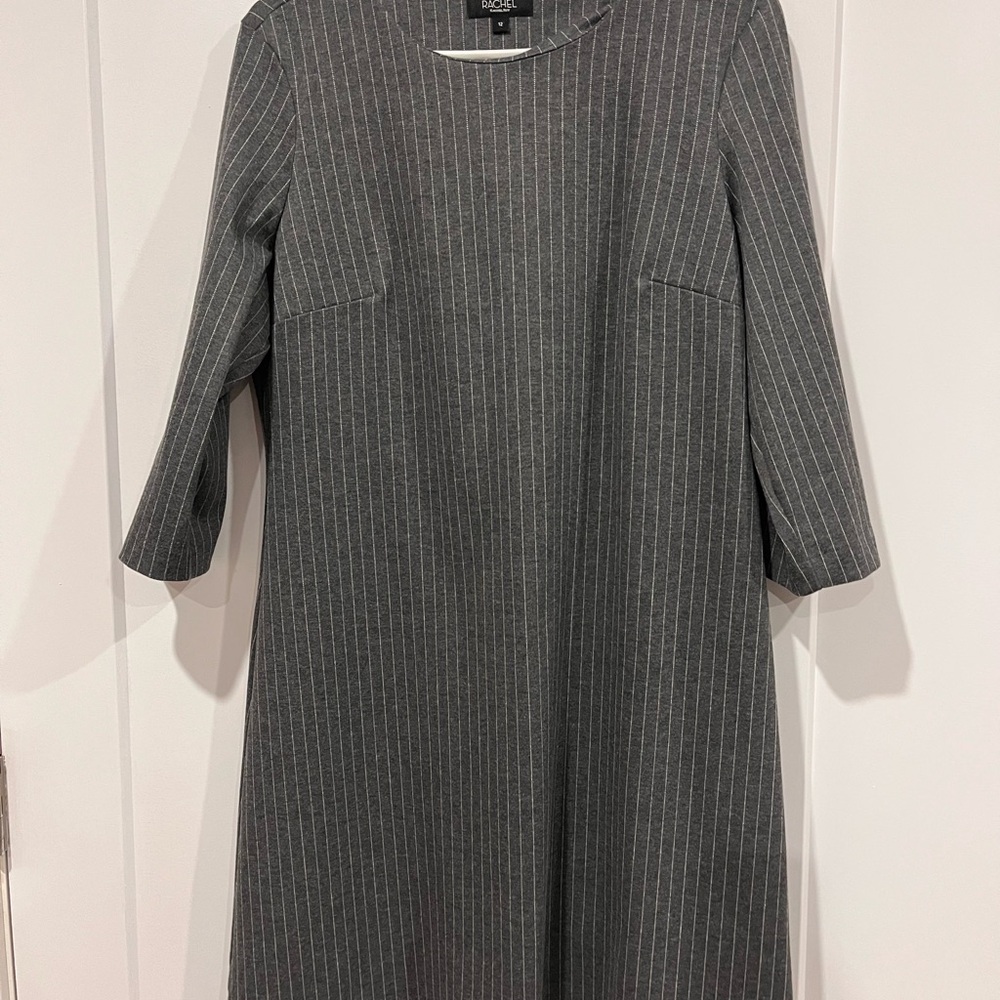 RACHEL Rachel Roy Gray Ribbed 3/4 Sleeve Dress